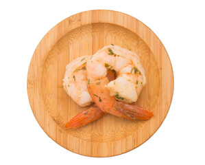 peeled shrimp on white background
