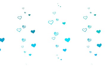 Light BLUE vector template with doodle hearts.
