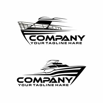 speed boat line art  logo template