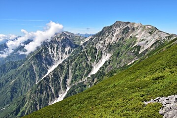 Fototapeta na wymiar 小蓮華岳付近から眺める夏の白馬三山