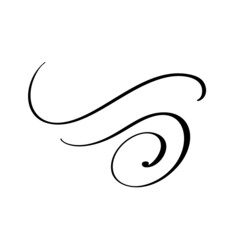 Obraz premium Vector vintage line elegant calligraphy divider and separator, swirl and corner decorative ornament. Floral line filigree design element. Flourish curl element for invitation or menu page illustration