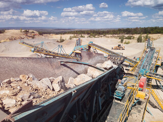 Conveyor system for mining in a limestone quarry.