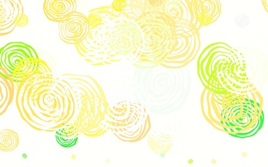 Light Green, Yellow vector doodle background with roses.