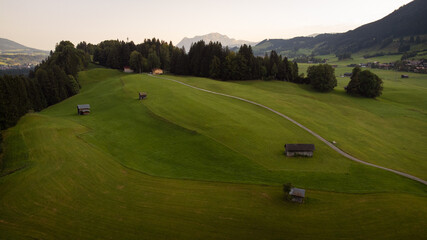 Grashügel im Sonnenaufgang