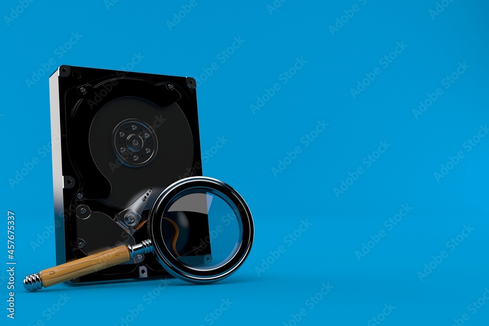 Canvas Prints hard drive with magnifying glass