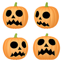 ハロウィンのイラスト素材　カボチャのお化け（D）　四点セット　カット集
