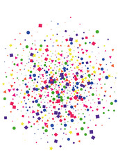 Yellow Wallpaper Square Background. Isolated Dot Illustration. Pink Star Decoration. Explosion Circle Illustration. Blue Fun Confetti.