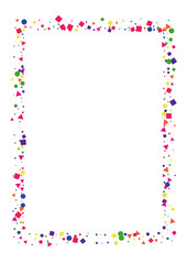 Yellow Party Confetti Illustration. Frame Star Background. Red Dot Decoration. Celebrate Circle Illustration. Blue Isolated Square.