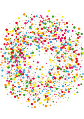 Multicolored Dot Event Texture. Circle Graphic Background. Blue Polka Round. Yellow View Confetti Illustration.