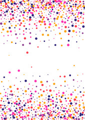 Orange Carnival Confetti Illustration. Dot Surprise Frame. Pink Circle Summer. Round Multicolor Festival Wallpaper. Side Texture.