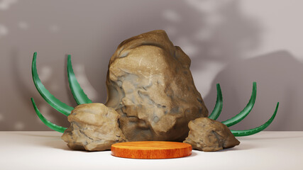 3D rendering of blank product background for displaying fashion and cream cosmetics decorations. Modern podium background for luxury product.