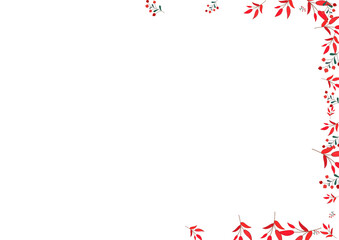 Red Berries Background White Vector. Leaves Season Set. Pink Herb. Burgundy Leaf Wood. Backdrop Design.