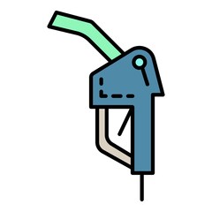 Petrol station pistol icon. Outline petrol station pistol vector icon color flat isolated