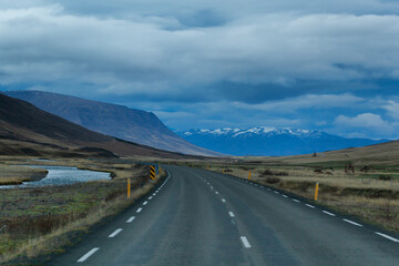 Route 1 and dramatic sky, Iceland