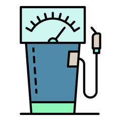Gas station pistol column icon. Outline gas station pistol column vector icon color flat isolated