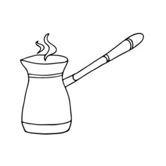 A hand-drawn illustration of a coffee turk sketch. Menu design for cafes, restaurants, coffee shops, design of drawings. A simple doodle-style image.