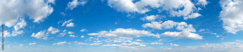 Poster blue sky background with tiny clouds. panorama background