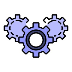 Obraz premium Gear teamwork icon. Outline gear teamwork vector icon color flat isolated