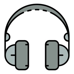 Headphones icon. Outline headphones vector icon color flat isolated