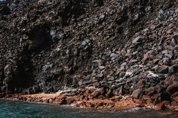 Hot volcanic springs of Santorini island. No people in water. Unique natural spa resort.