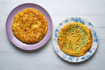 Spanish omelette with potatoes and vegetables