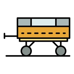 Tractor trailer icon. Outline tractor trailer vector icon color flat isolated