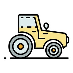 Modern tractor icon. Outline modern tractor vector icon color flat isolated
