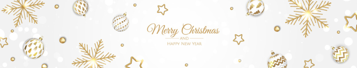 Merry Christmas sale banner template. Greeting card, banner, poster, header for website