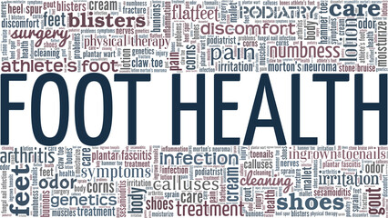 Foot Health vector illustration word cloud isolated on white background.