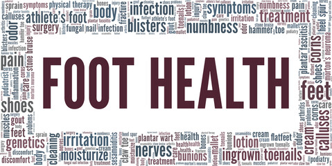 Foot Health vector illustration word cloud isolated on white background.