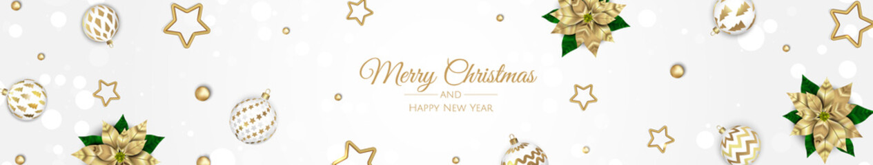 Fototapeta na wymiar Merry Christmas sale banner template. Greeting card, banner, poster, header for website
