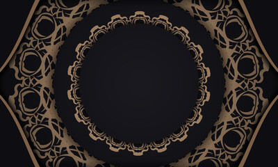 Baner of black color with indian brown pattern for design under your text