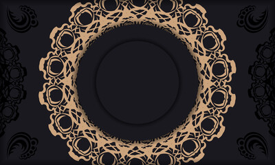 Baner of black color with mandala brown pattern for design under your text