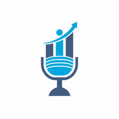 Financial podcast mic vector logo design. illustration of a microphone and a business graph icon design.