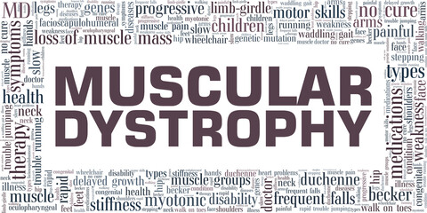 Muscular Dystrophy vector illustration word cloud isolated on white background.