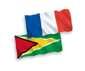 Flags of France and Co-operative Republic of Guyana on a white background