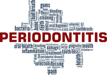 Fototapeta premium Periodontitis - Periodontal Disease vector illustration word cloud isolated on white background.