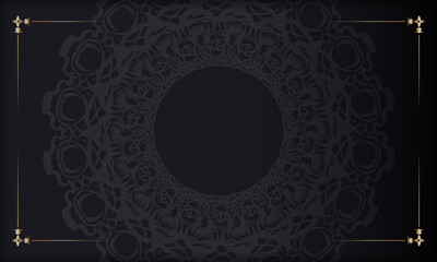 Black banner with abstract ornament and place for your text
