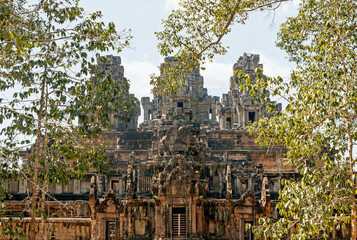 Naklejka premium old ruins of Ta Prohm temple at Angkor Wat, Cambodia 