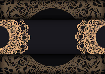 Black banner with Indian brown pattern and place under your text