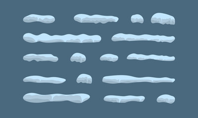 Icicle vector set. Winter icicles with on gray background