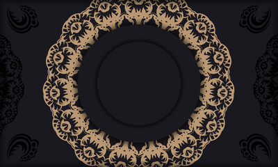 Black banner with vintage brown ornament and space for logo or text