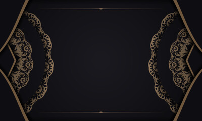 Black banner with vintage brown ornament and space for text