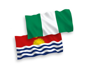 Flags of Republic of Kiribati and Nigeria on a white background