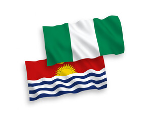 Obraz premium Flags of Republic of Kiribati and Nigeria on a white background