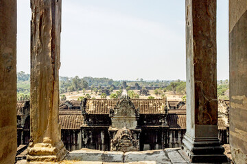 Fototapeta na wymiar old ruins at Angkor Wat temple in Cambodia 
