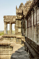 old ruins at Angkor Wat temple in Cambodia	
