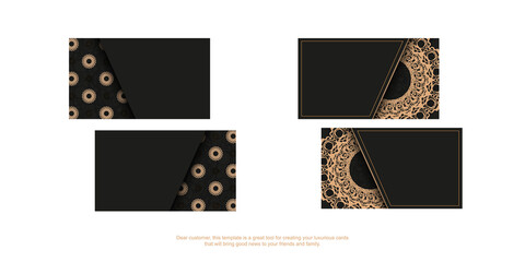 Black business card with luxurious brown ornaments for your business.