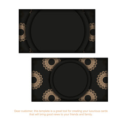 Black business card with luxurious brown pattern for your brand.