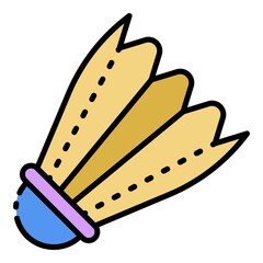 Game shuttlecock icon. Outline game shuttlecock vector icon color flat isolated